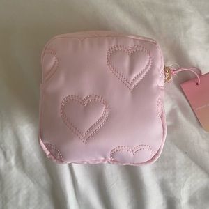 BNWT stoney clover lane x target quilted hearts mini square pouch - light pink